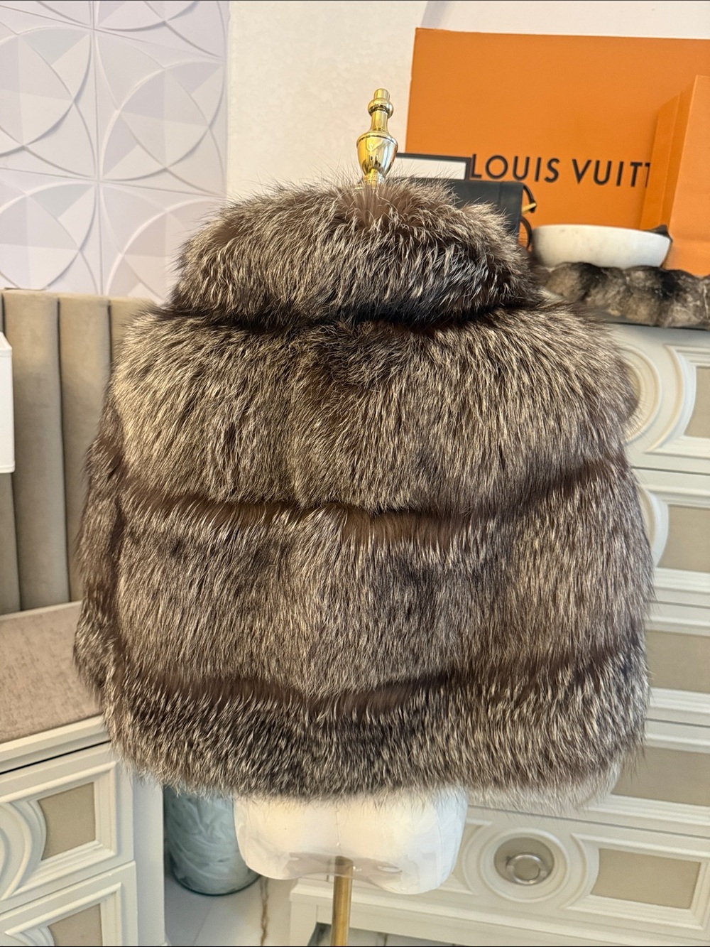Silver fox fur cape